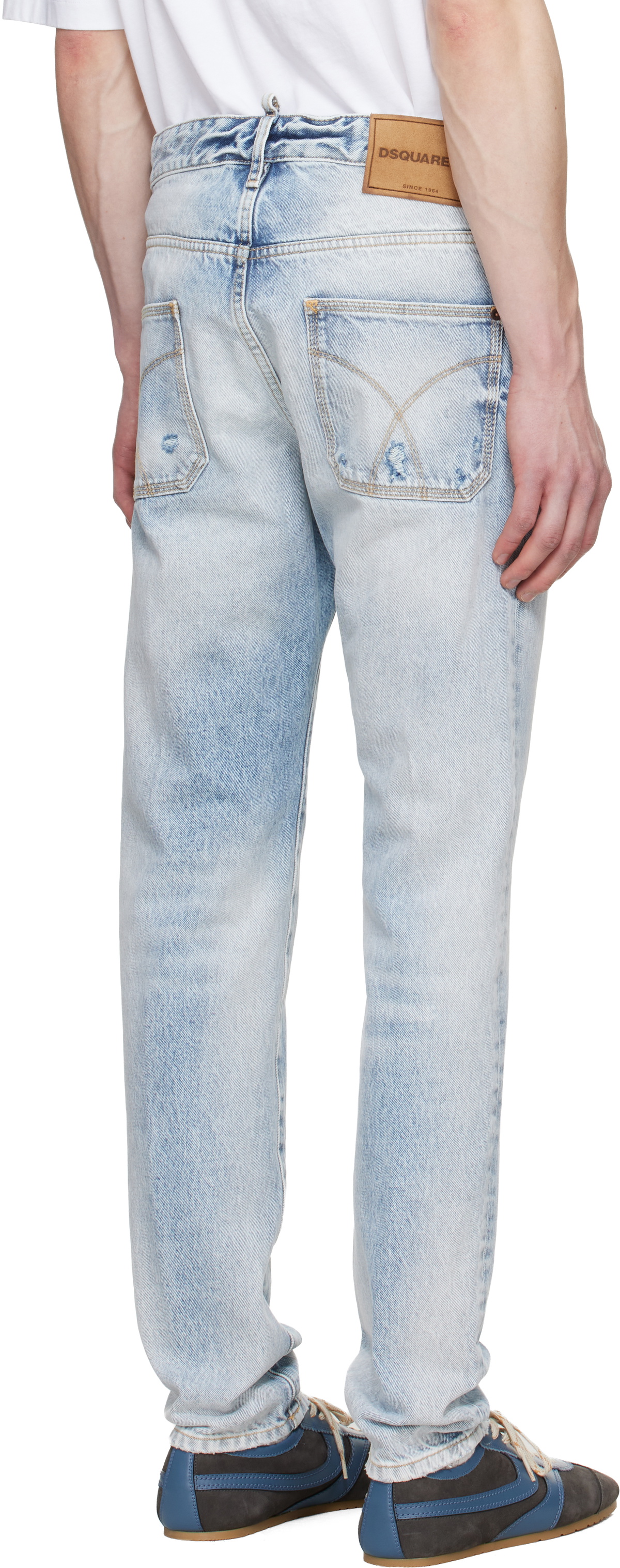 Dsquared2 Blue Light Diagonale Wash Teddy Jeans
