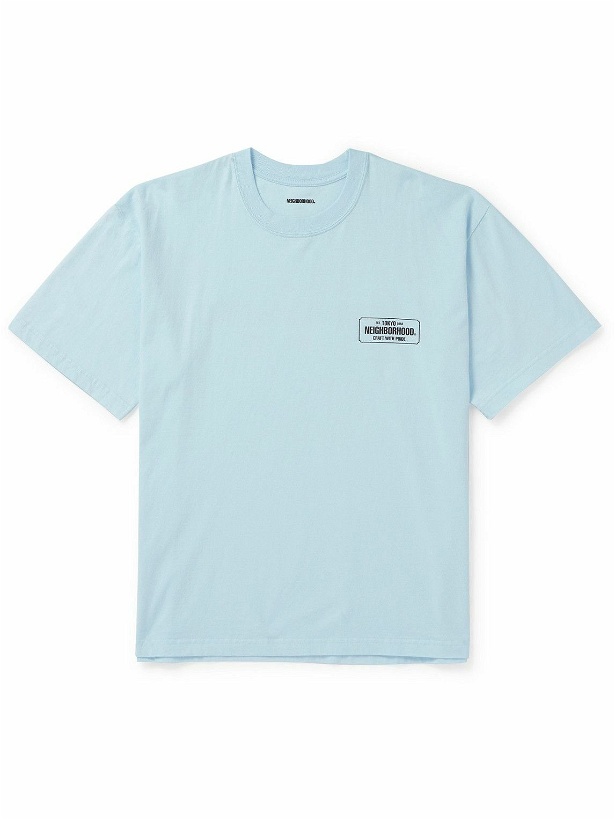 Photo: Neighborhood - Logo-Print Cotton-Jersey T-Shirt - Blue