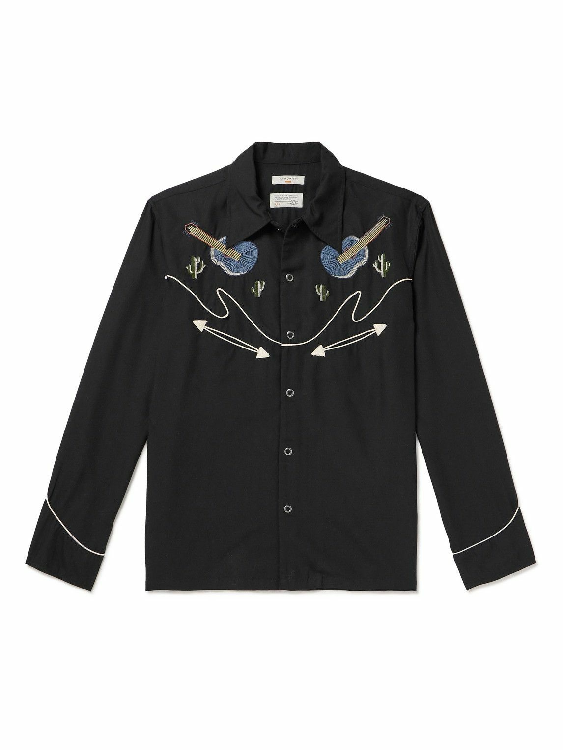 Photo: Nudie Jeans - Gonzo Embroidered Lyocell Western Shirt - Black