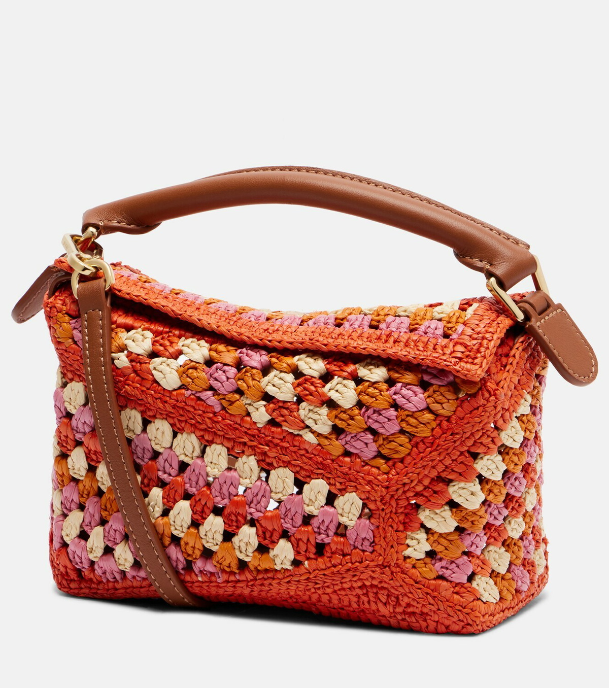 Loewe Paula's Ibiza Puzzle Mini raffia top-handle bag