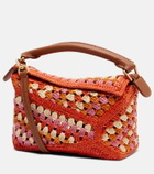 Loewe Paula's Ibiza Puzzle Mini raffia top-handle bag