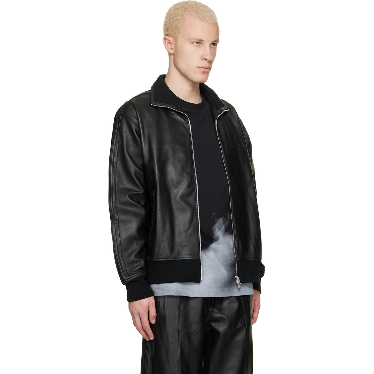 adidas Originals Black A-Type Firebird TT Leather Jacket