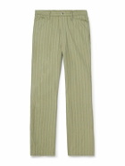 KAPITAL - Gibson Straight-Leg Striped Linen and Cotton-Blend Twill Trousers - Green