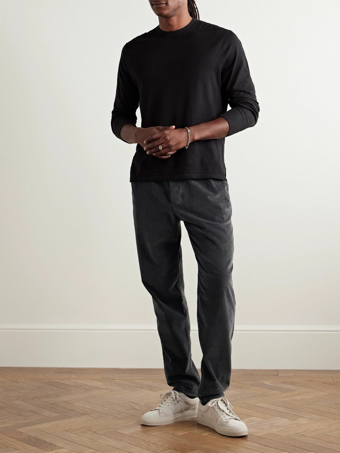 James Perse - Slim-Fit Garment-Dyed Cotton-Blend Corduroy Chinos - Gray