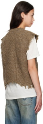 R13 Brown Wool Boyfriend Cable Sweater Vest