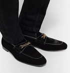 TOM FORD - Chain-Trimmed Velvet Loafers - Men - Black