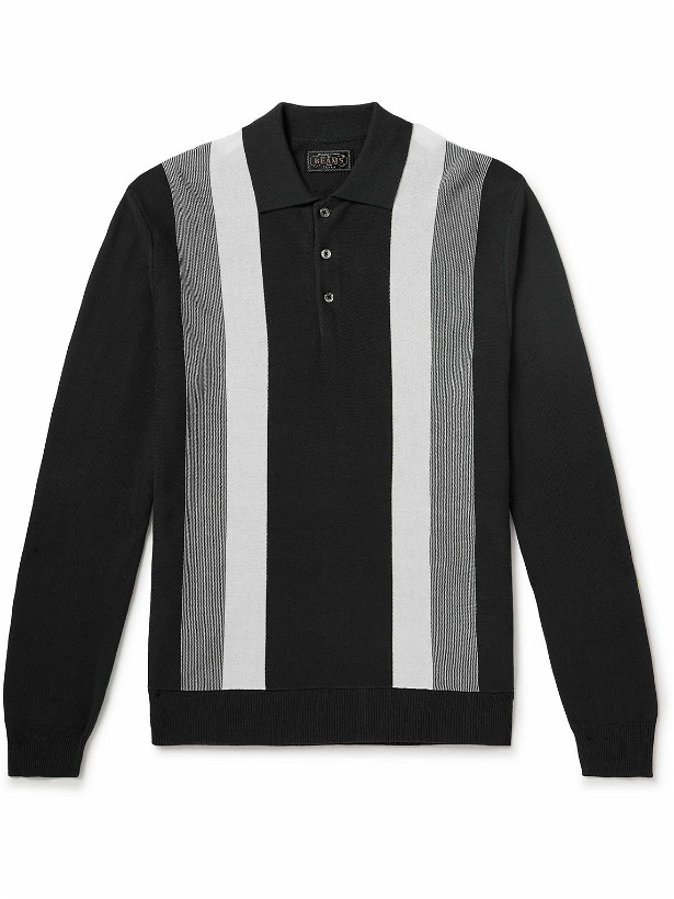 Photo: Beams Plus - Striped Knitted Polo Shirt - Black