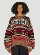 Fair Isle Knit Sweater in Brown