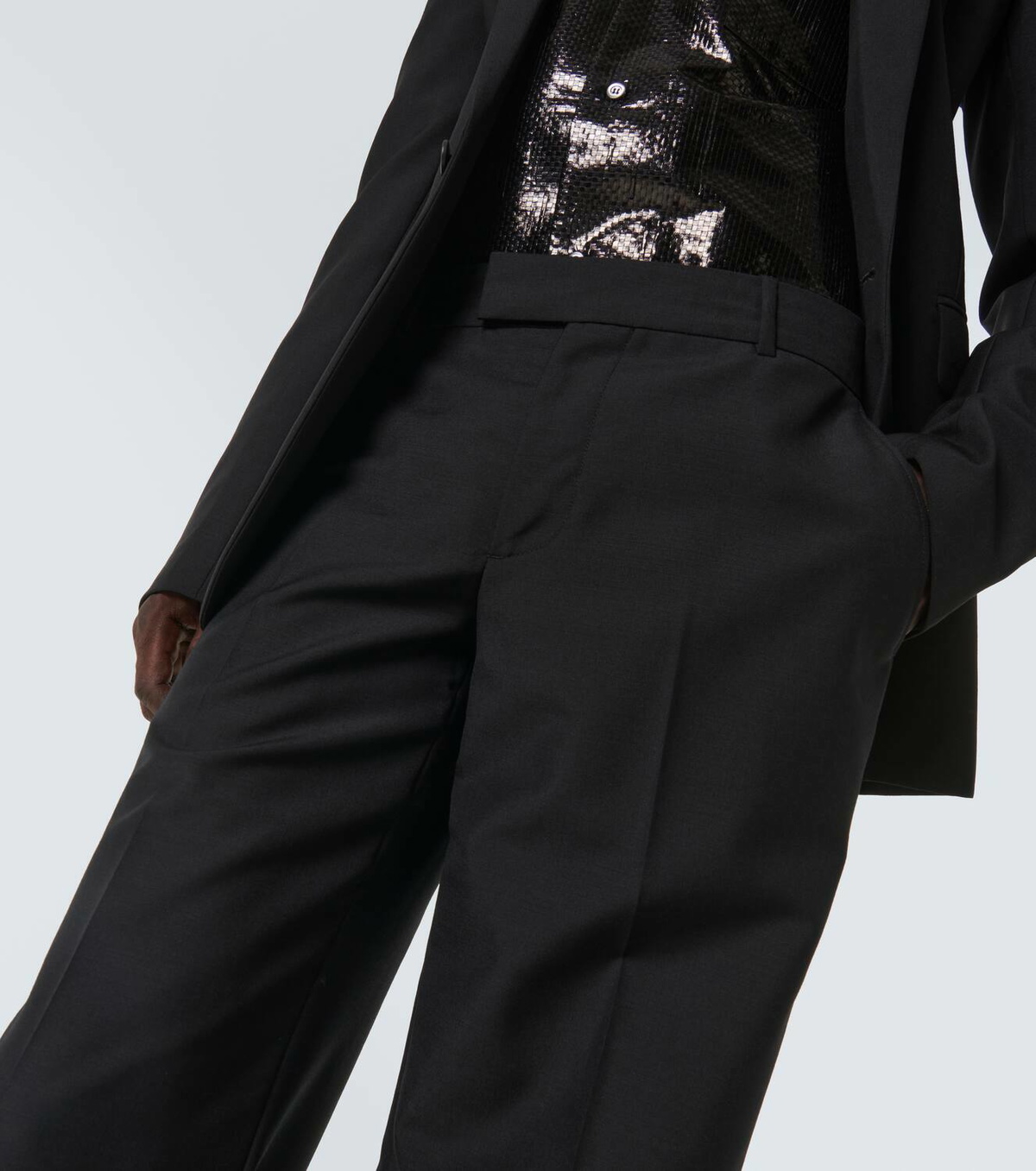 パンツ ALEXANDER MCQUEEN BLACK WOOL BLEND WIDE-LEG PANT 356092f60975342b5970fee13d172a