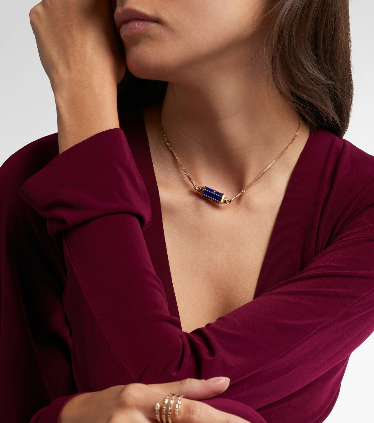 Marie Lichtenberg Baby 18kt gold pendant necklace with lapis and rubies
