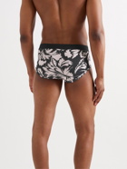 TOM FORD - Printed Stretch-Cotton Briefs - Black