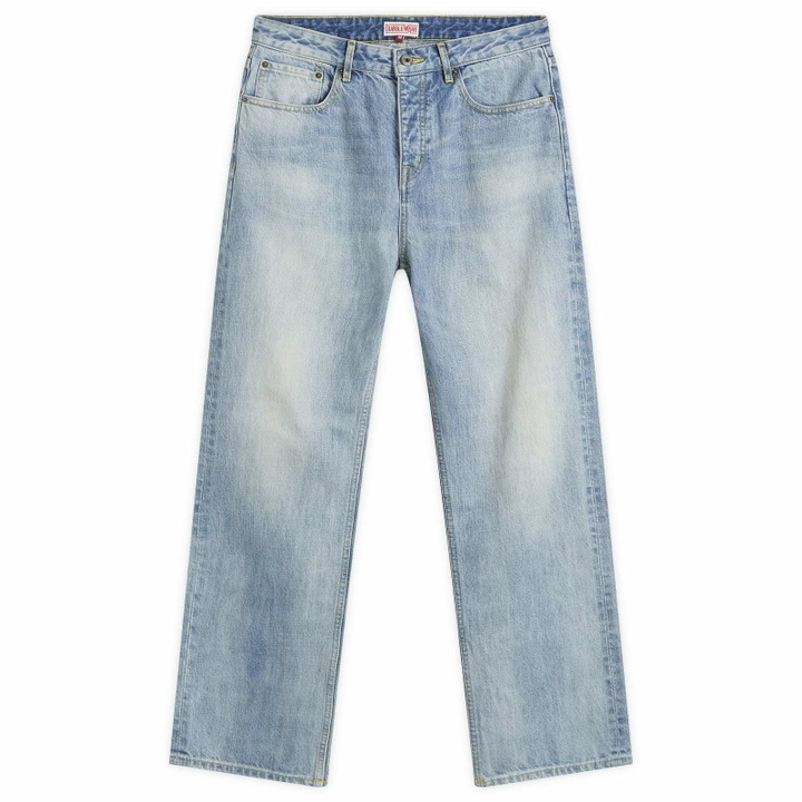 Photo: Dubbleware Men's Straight Leg Selvedge Denim Jeans in Stone Wash