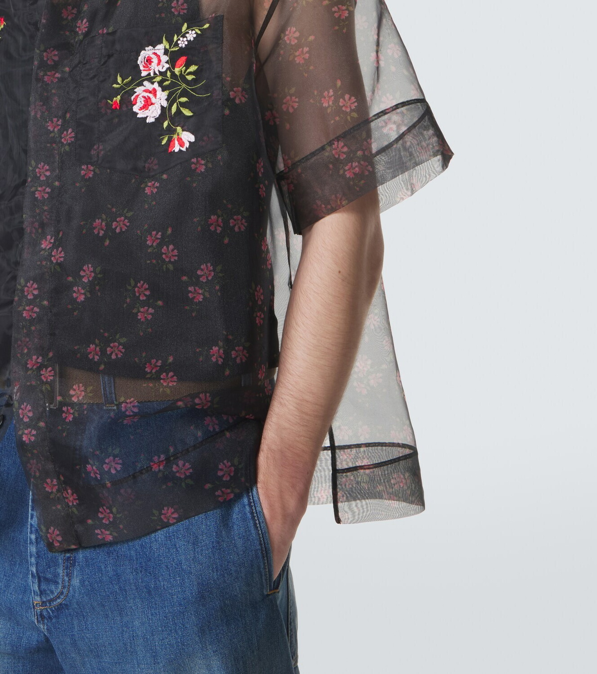 Simone Rocha Floral sheer organza shirt