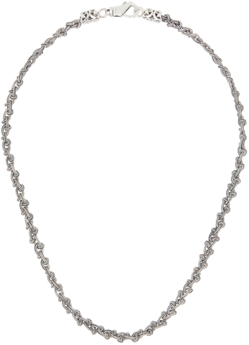 Emanuele Bicocchi Silver Braided Knot Necklace