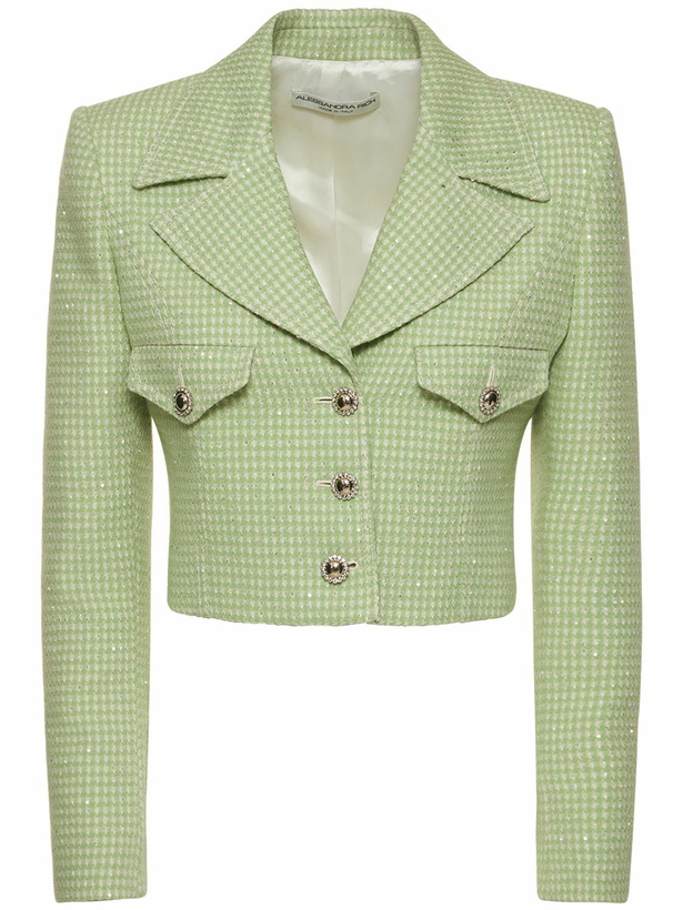 Photo: ALESSANDRA RICH - Sequined Tweed Boxy Cropped Blazer