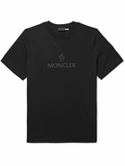 Moncler - Mesh-Trimmed Logo-Print Cotton-Jersey T-Shirt - Black