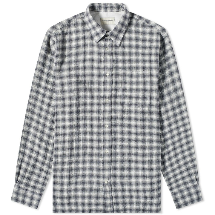 Photo: Officine Generale Men's Officine Générale Alex Check Seersucker Shirt in Dark Grey/White