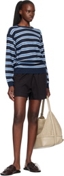 Nothing Written Blue Stripe Round Pullover Sweater