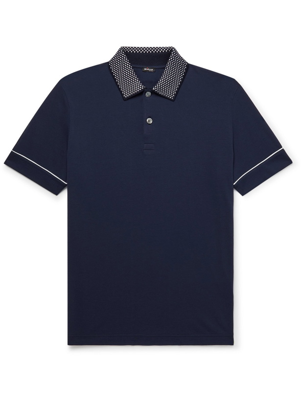 Photo: KITON - Contrast-Detailed Cotton Polo Shirt - Blue - S