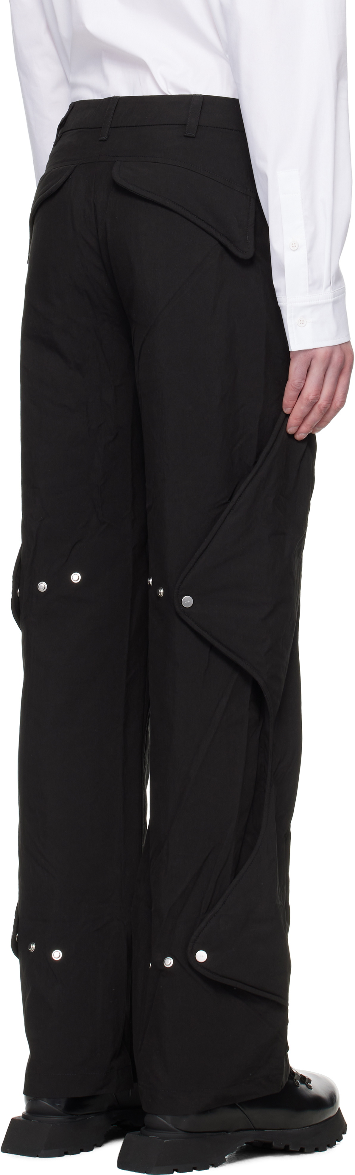 HELIOT EMIL Black Concordance Puffed Cargo Trousers Heliot Emil