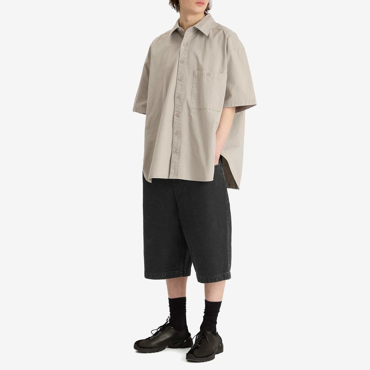 Entire Studios Men's Spar Denim Shorts in Magnetite Entire Studios