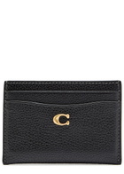 Coach Logo Pebbled Leather Card Holder - Black - One Size