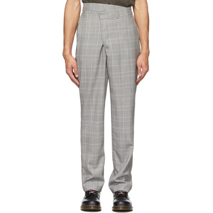 R13 Grey Plaid Crossover Trousers R13