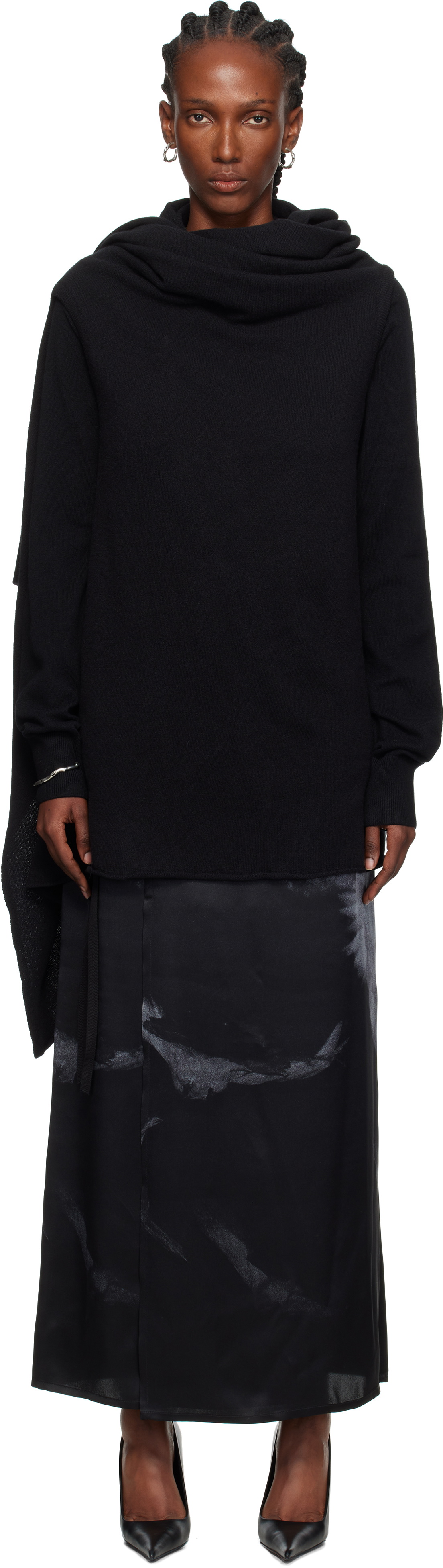 Ann Demeulemeester Black Nadine 3 Holes Turtleneck