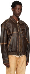 (di)vision Brown Faded Leather Jacket