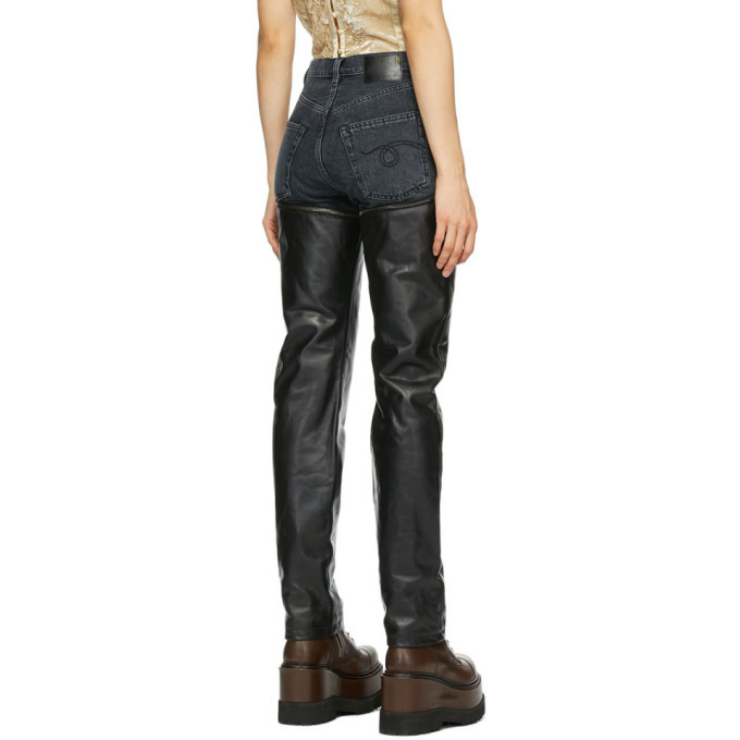 R13 Black Leather Zip Off Axl Slim Pants R13