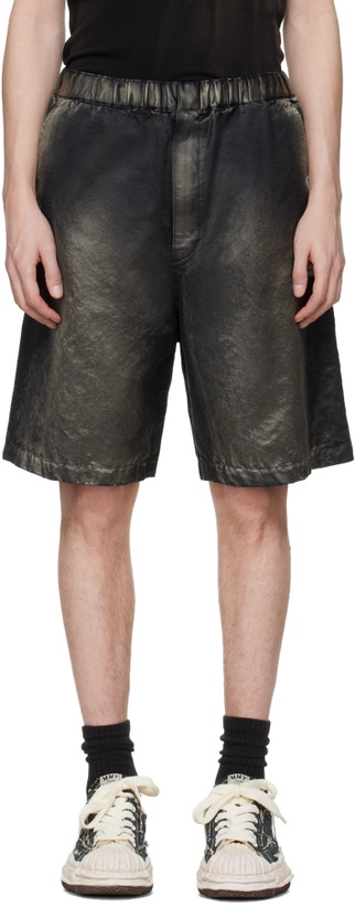 Photo: Maison MIHARA YASUHIRO Black Sun Faded Like Satin Shorts