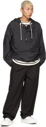 Jil Sander Black Silk Anorak Jacket