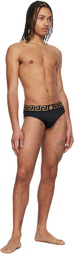 Versace Underwear Black Greca Border Swim Briefs