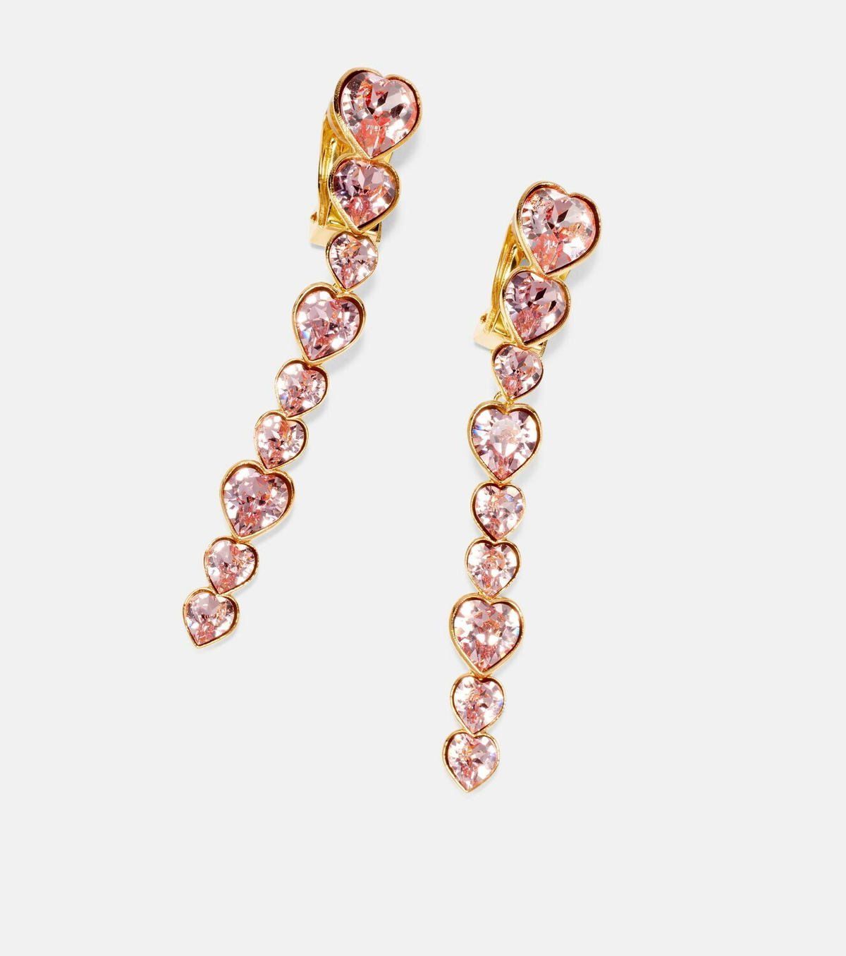 Oscar de la Renta Heart crystal-embellished clip-on earrings
