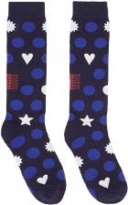 Charles Jeffrey Loverboy Two-Pack Navy Polka Dot Socks