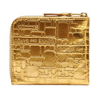 Comme des Garçons SA3100EG Embossed Logo Wallet in Gold