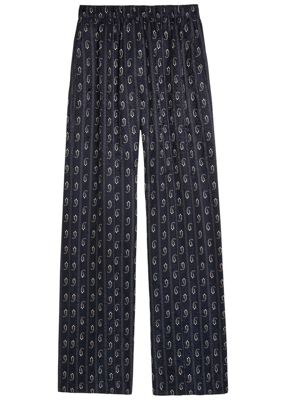 Photo: Tory Burch Patterned-jacquard Satin Trousers Navy