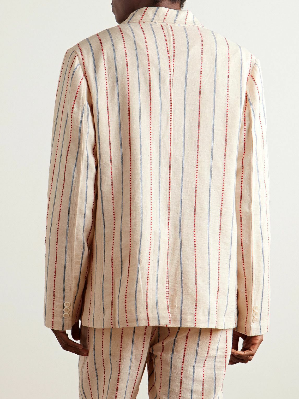 Kardo - Unstructured Striped Cotton-Canvas Suit Jacket - Neutrals
