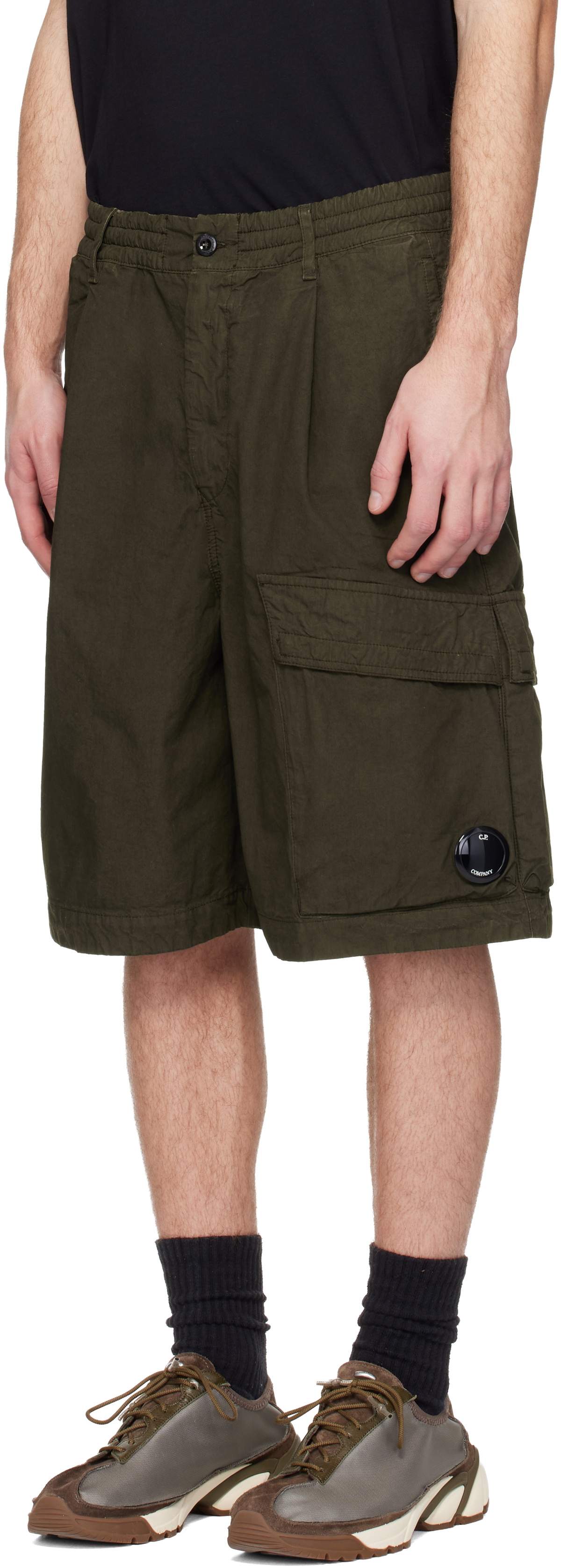 C.P. Company Khaki Micro-Reps Boxy Lens Shorts