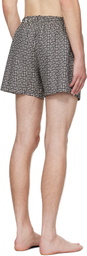 Balmain Beige & Black Monogram Swim Shorts
