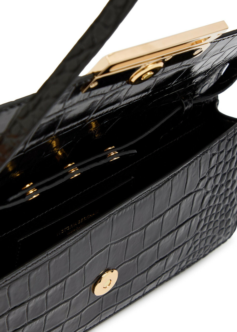 Victoria Beckham Dorian East-west Crocodile-effect Leather Clutch - Black - One Size