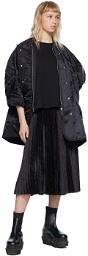 sacai Black Polyester Midi Skirt