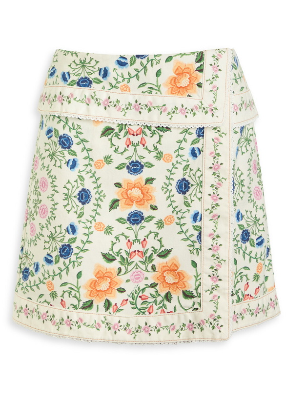 Photo: Farm Rio Folk Floral-print Cotton Mini Skirt Multicoloured