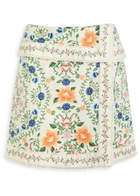 Farm Rio Folk Floral-print Cotton Mini Skirt Multicoloured