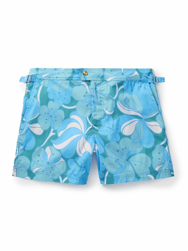 Photo: TOM FORD - Slim-Fit Short-Length Floral-Print Swim Shorts - Blue