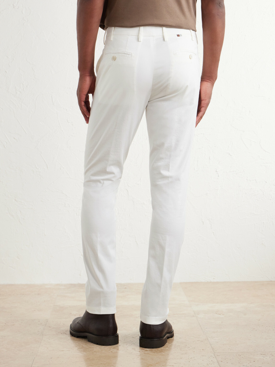 Canali - Tapered Stretch Cotton-Twill Trousers - White