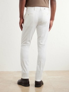 Canali - Tapered Stretch Cotton-Twill Trousers - White