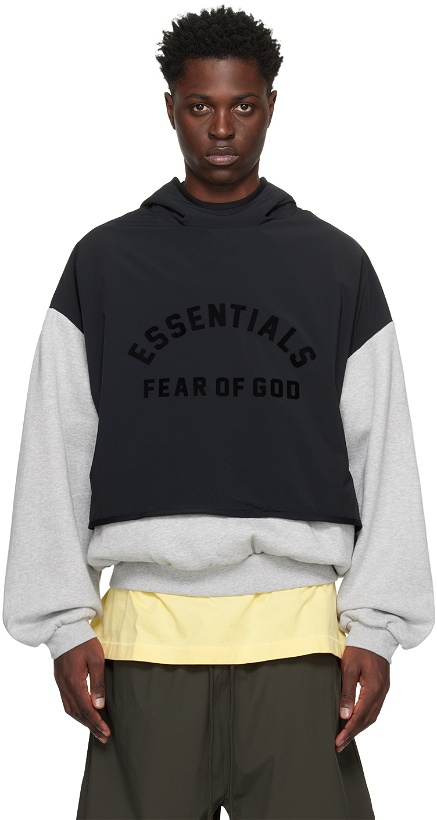 Photo: Fear of God ESSENTIALS Gray & Black Layered Hoodie