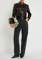 Frame The Aviator Quilted Leather Jacket Dark Brown
