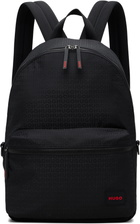 Hugo Black Logo Patch Backpack
